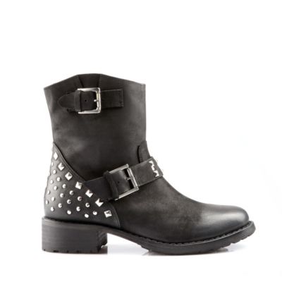 Buffalo Biker Boots aus schwarzem Nubukleder