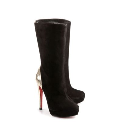 Buffalo Plateau-Stiefel aus schwarzem Veloursleder