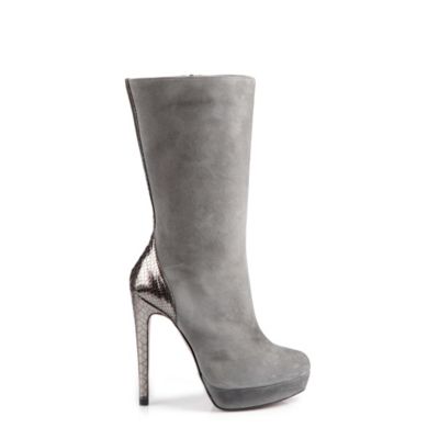 Buffalo Plateau-Stiefel aus grauem Veloursleder