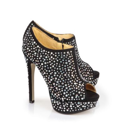 Buffalo Peep Toe Booties mit dekorativen Strass-Steinchen