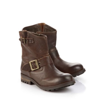 Buffalo Biker Boots aus Leder in dunkelbraun