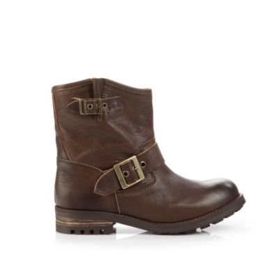 Buffalo Biker Boots aus Leder in dunkelbraun