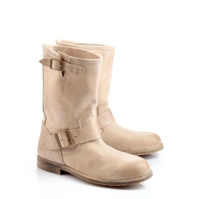 Buffalo Biker Boots aus beige-farbenem Leder
