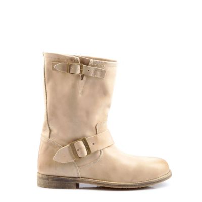 Buffalo Biker Boots aus beige-farbenem Leder