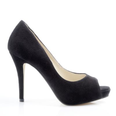 Buffalo Peep Toes aus schwarzem Veloursleder