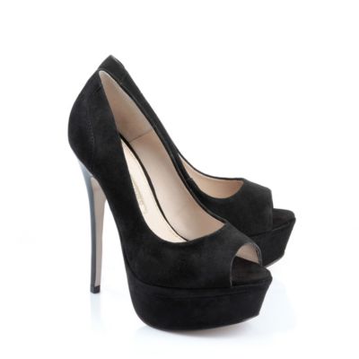 Buffalo Plateau-Peep-Toe aus Veloursleder