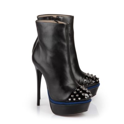 Buffalo Plateau-Stiefelette aus schwarzem Leder