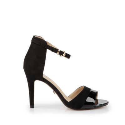 Buffalo Sandalette in schwarzer Velourslederoptik