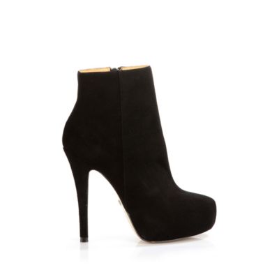 Buffalo Plateau-Stiefelette aus schwarzem Veloursleder