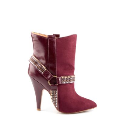 Buffalo Stiefelette aus Veloursleder in weinrot