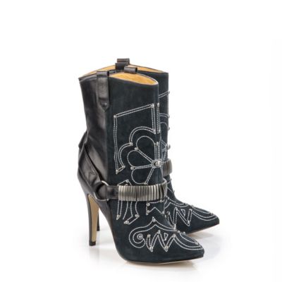 Buffalo Stiefelette aus Leder/Veloursleder in dunkelblau