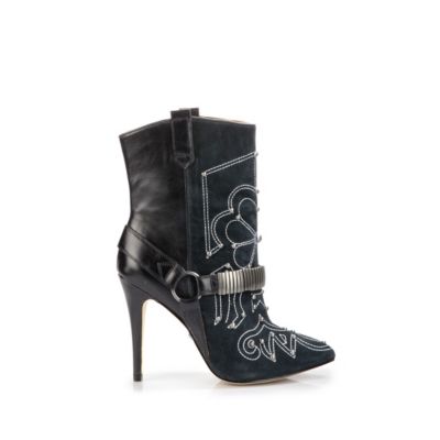 Buffalo Stiefelette aus Leder/Veloursleder in dunkelblau