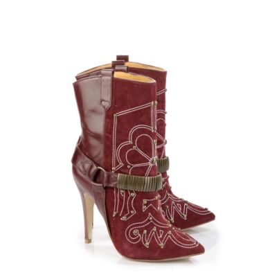 Buffalo Stiefelette aus Leder in weinrot