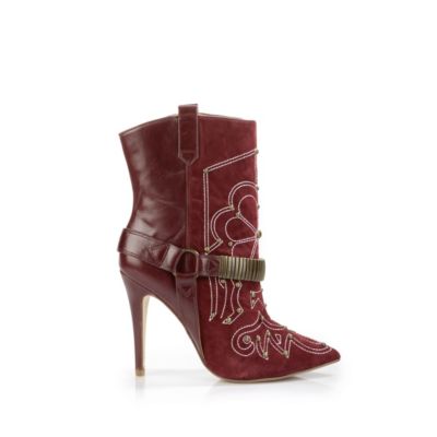 Buffalo Stiefelette aus Leder in weinrot