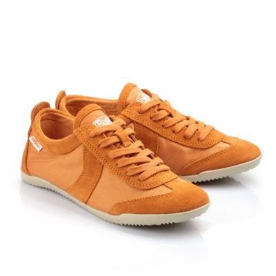 Buffalo Sneaker aus orange-farbenem Textil mit edlen Veloursledereins&auml;tzen