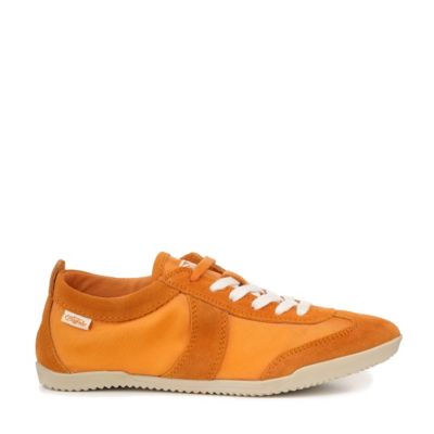 Buffalo Sneaker aus orange-farbenem Textil mit edlen Veloursledereins&auml;tzen