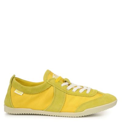 Buffalo Sneaker aus gelbem Textil mit edlen Veloursledereins&auml;tzen