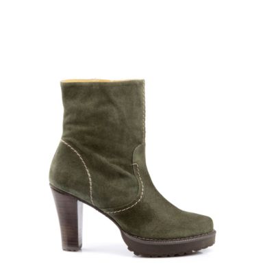 Buffalo Stiefelette aus tannengr&uuml;nem Veloursleder