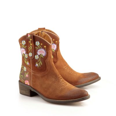 Buffalo Cowboy-Stiefel aus cognac-farbenem Veloursleder im Vintage-Look