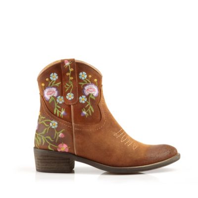 Buffalo Cowboy-Stiefel aus cognac-farbenem Veloursleder im Vintage-Look