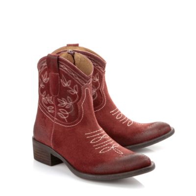 Buffalo Cowboy-Stiefel aus rotem Veloursleder