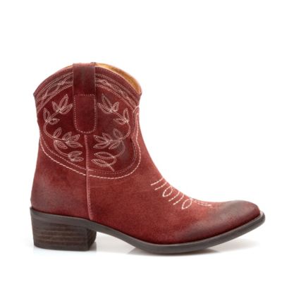 Buffalo Cowboy-Stiefel aus rotem Veloursleder