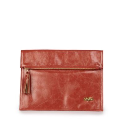 Buffalo Clutch in rot/orange-farbener Lederoptik