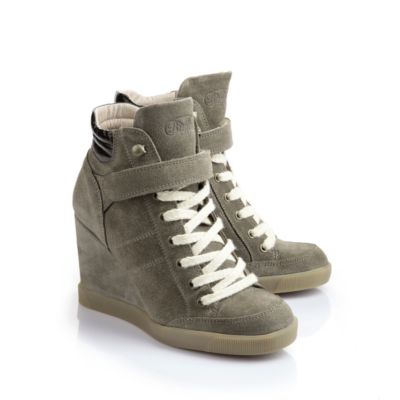 Buffalo Keilstiefelette aus grauem Veloursleder