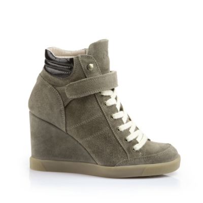 Buffalo Keilstiefelette aus grauem Veloursleder