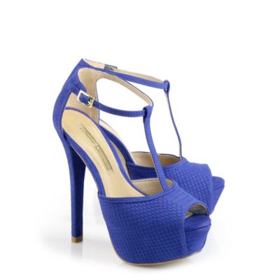 Buffalo Plateau-Sandalette aus Nubukleder in royalblau