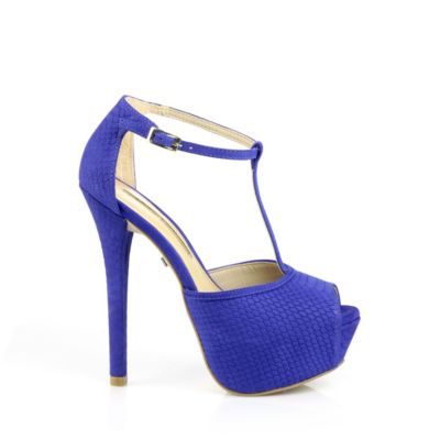Buffalo Plateau-Sandalette aus Nubukleder in royalblau