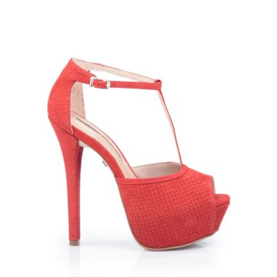 Buffalo Plateau-Sandalette aus rotem Nubukleder