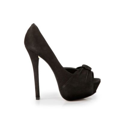 Buffalo Plateau Peep Toes aus Veloursleder