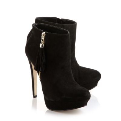 Buffalo Plateau-Stiefelette aus schwarzem Veloursleder