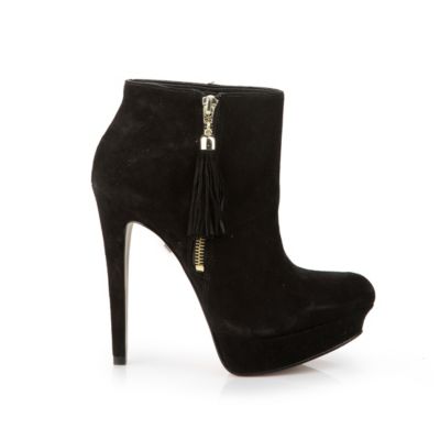 Buffalo Plateau-Stiefelette aus schwarzem Veloursleder