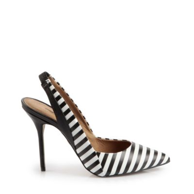 Buffalo Sling-Pumps aus schwarz/wei&szlig; gestreiftem Leder